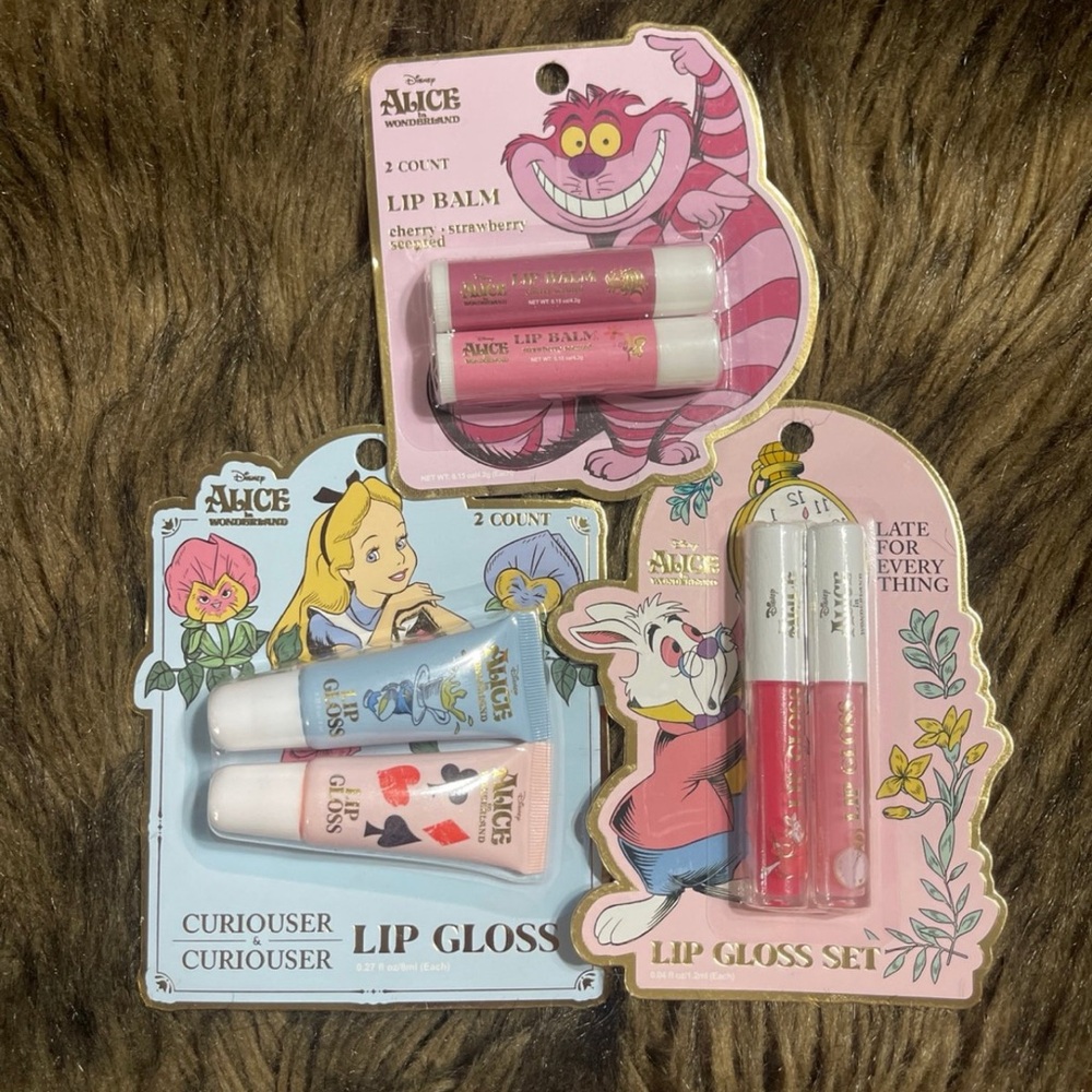 Disney Alice in Wonderland Lip Balm and Gloss Set - Pink and White